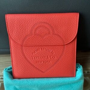 New Return to Tiffany & Co. Hibiscus Leather Pouch Clutch Purse